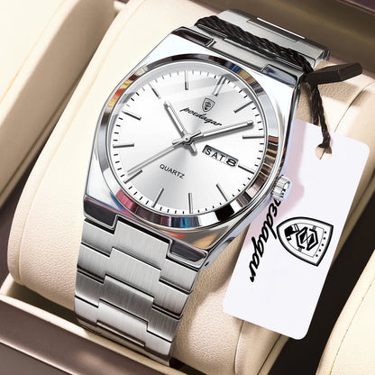 Men’s Stainless Steel Quartz Watch – Luminous & 3Bar Water Resistant