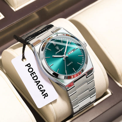 Men's Stainless Steel Quartz Watch With Date & Week