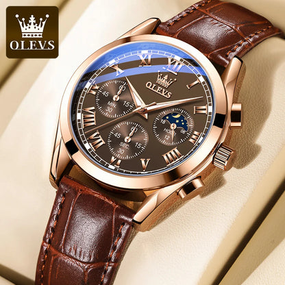 Men’s Quartz Chronograph Watch With Moon Phase Display