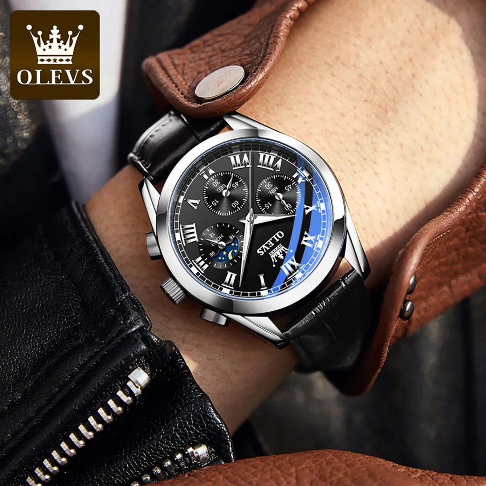 Men’s Quartz Chronograph Watch With Moon Phase Display