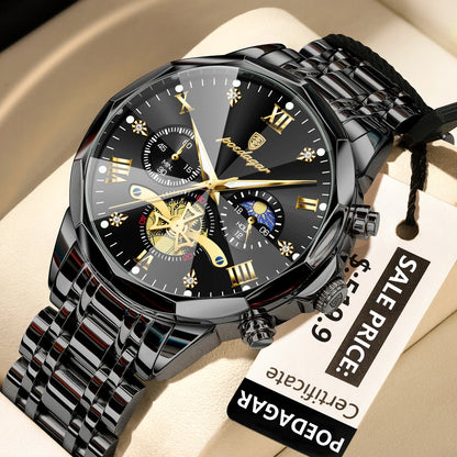 Men's Stainless Steel Chronograph Watch With Luminous Dial