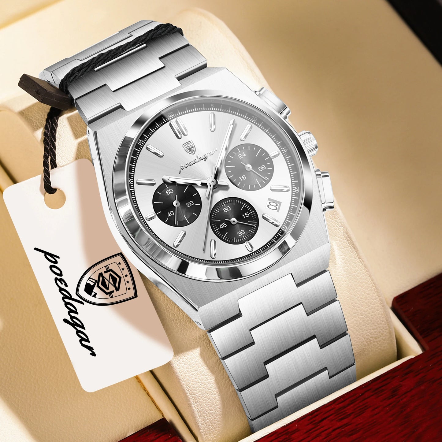 Men's Stainless Steel Chronograph Watch – Luminous, 3ATM