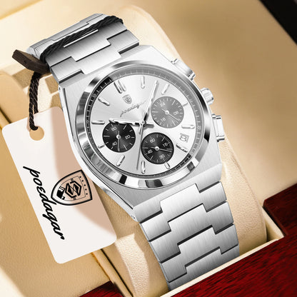 Men's Stainless Steel Chronograph Watch – Luminous, 3ATM