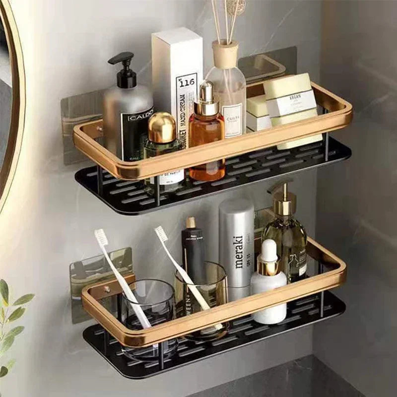 Aluminum Bathroom Shower Shelf No-Drill Shampoo Rack