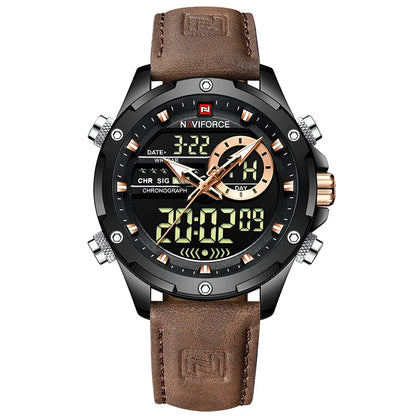 Men’s Digital Military Watch With Leather Strap