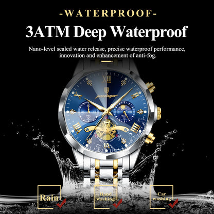 Men's Stainless Steel Chronograph Watch With Luminous Dial
