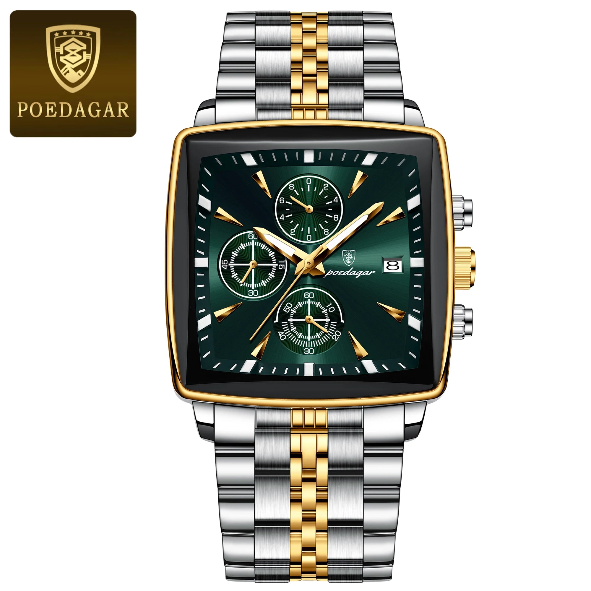 Men’s Square Chronograph Watch Luminous Waterproof Steel