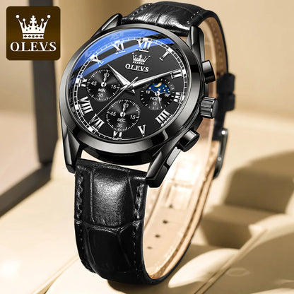 Men’s Quartz Chronograph Watch With Moon Phase Display