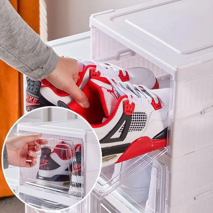 Foldable Transparent Shoe Storage Box Stackable Organizer