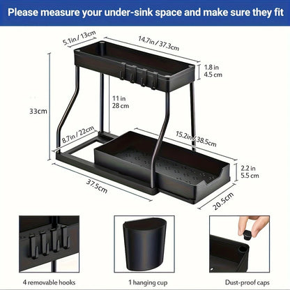 2-Tier Under Sink Organizer With Pull-Out Drawers