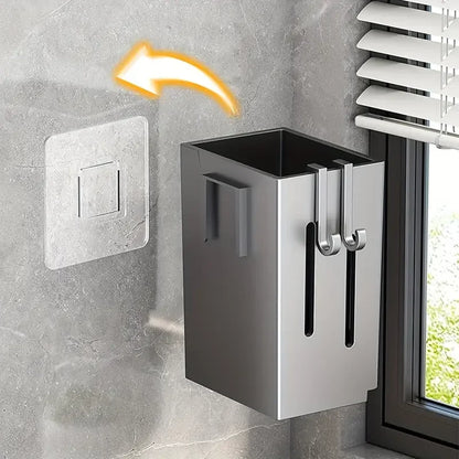 Wall-Mounted Cutlery Holder – Drain Tray & Hook Storage
