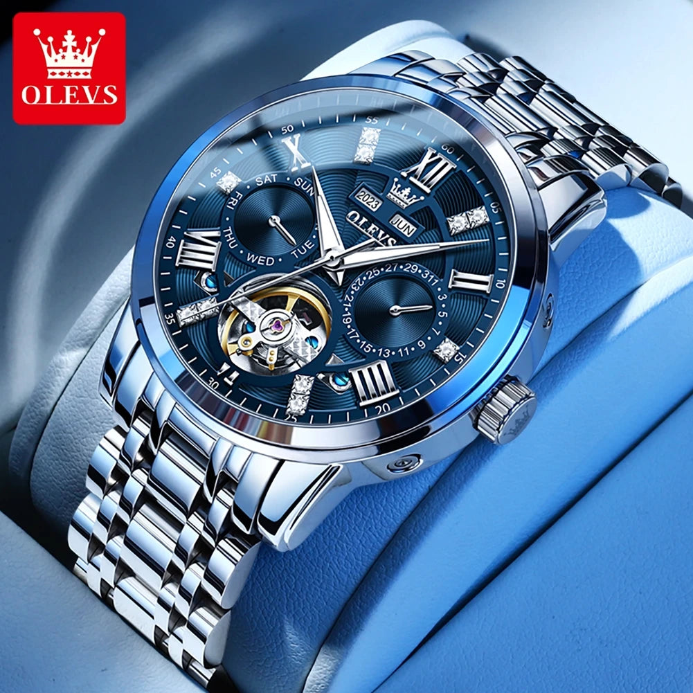 Men’s Skeleton Automatic Watch Perpetual Calendar