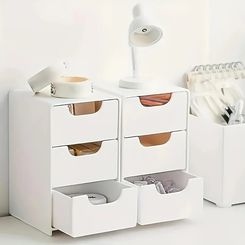 3-Tier Plastic Desk Organizer With Drawers For Storage