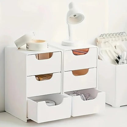 3-Tier Plastic Desk Organizer With Drawers For Storage