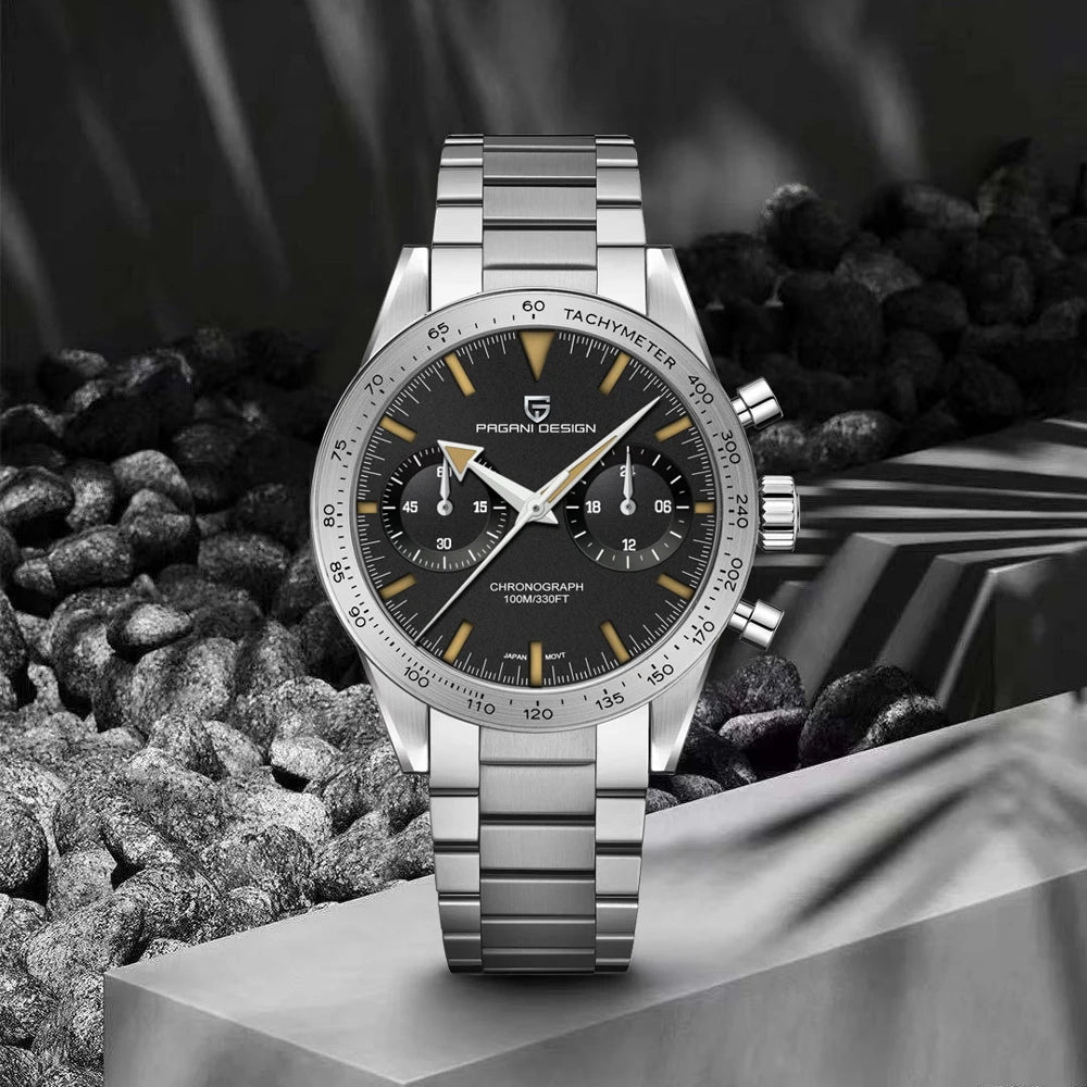 Men’s Retro Chronograph Quartz Watch With Sapphire Glass