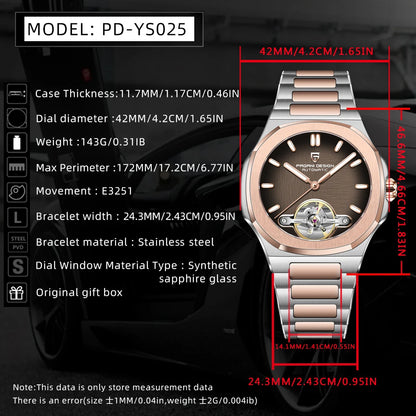 Men's Skeleton Automatic Watch With Sapphire Crystal