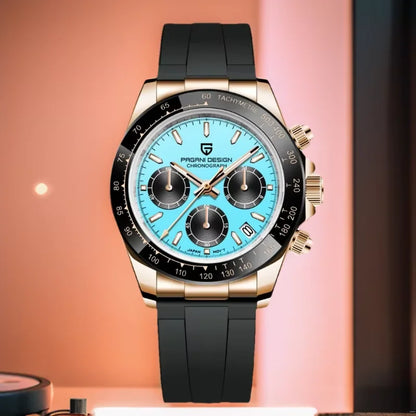 Men’s Sapphire Chronograph Watch With Rubber Strap