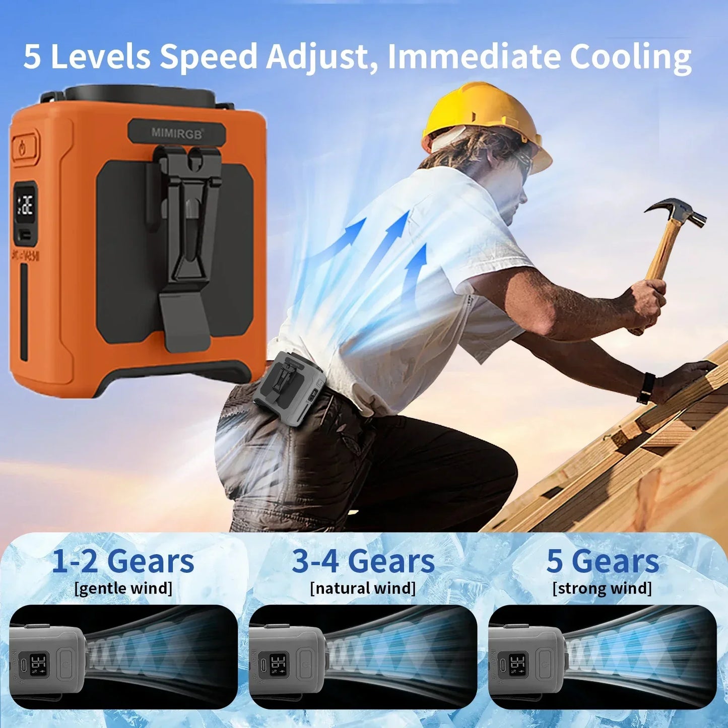 Portable Waist Fan With Power Bank And LED Light