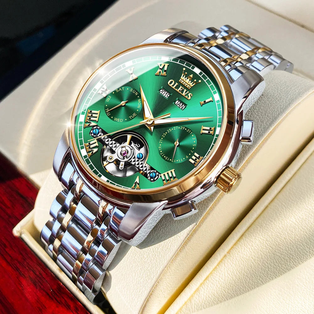 Men's Automatic Skeleton Watch With Stainless Steel Band