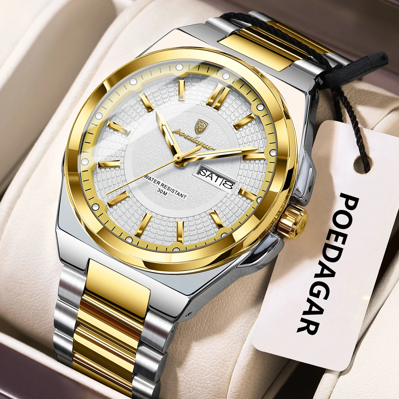 Men’s Stainless Steel Quartz Watch – Luminous & 3Bar