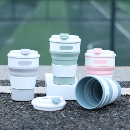Collapsible Silicone Travel Mug 350 ml with Leakproof Lid