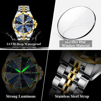 Men’s Stainless Steel Quartz Watch – Luminous, 3Bar