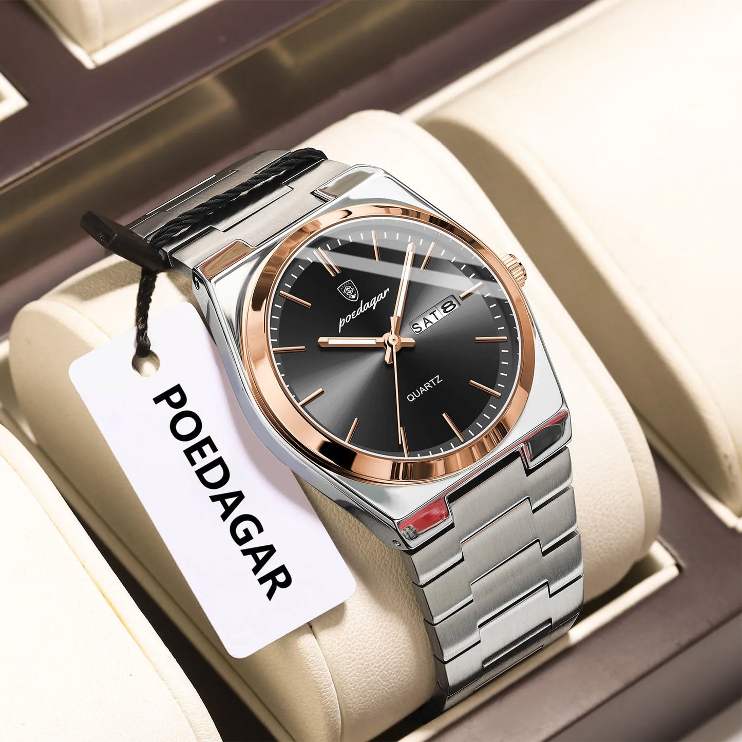 Men's Stainless Steel Quartz Watch With Date & Week