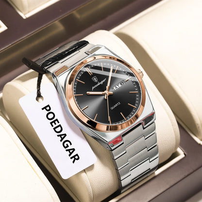 Men's Stainless Steel Quartz Watch With Date & Week