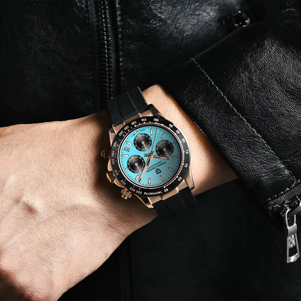 Men’s Sapphire Chronograph Watch With Rubber Strap