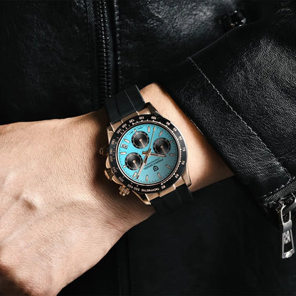 Men’s Sapphire Chronograph Watch With Rubber Strap