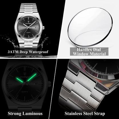 Men's Stainless Steel Quartz Watch With Date & Week
