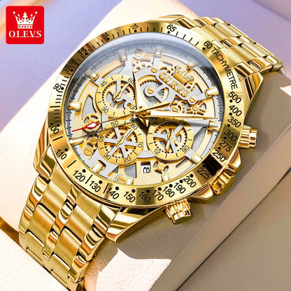 Men’s Skeleton Stainless Steel Chronograph Watch