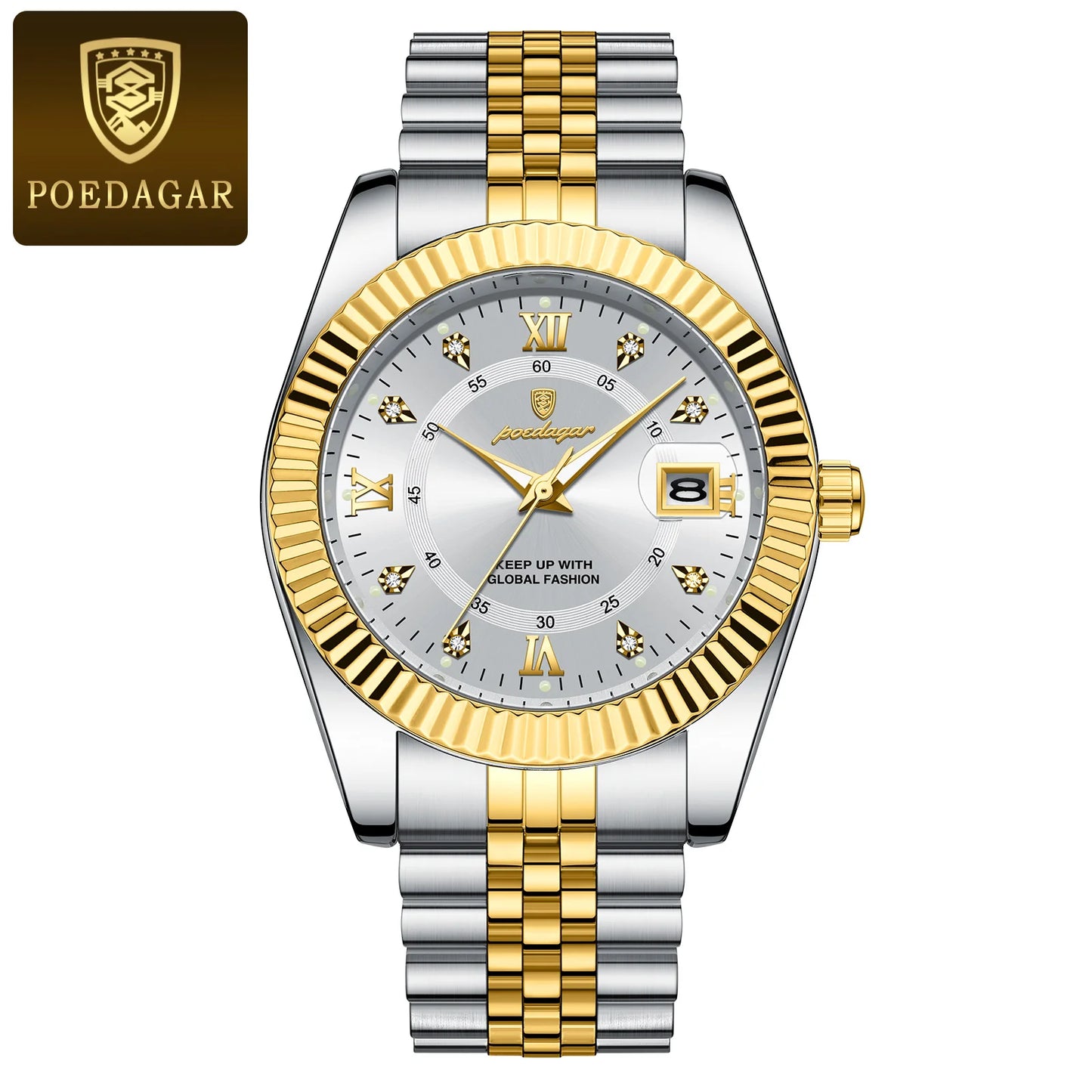 Men's Stainless Steel Quartz Watch – Luminous, 3Bar