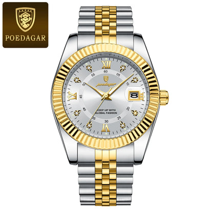 Men's Stainless Steel Quartz Watch – Luminous, 3Bar