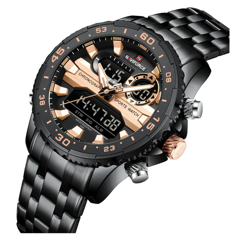Men’s Analog-Digital Sports Watch Stainless Steel
