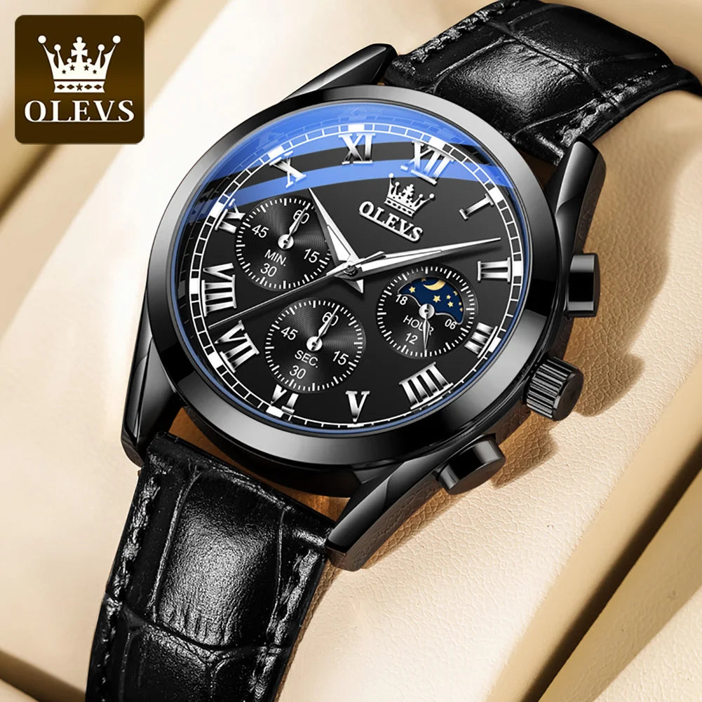 Men’s Quartz Chronograph Watch With Moon Phase Display