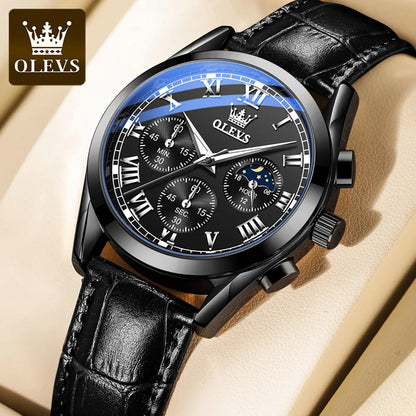 Men’s Quartz Chronograph Watch With Moon Phase Display