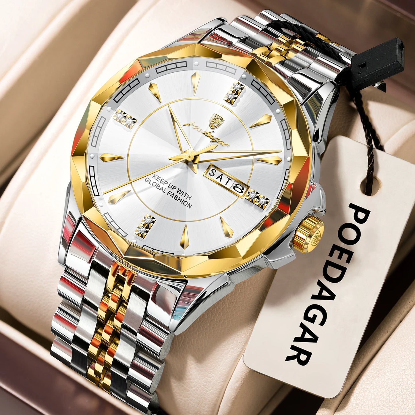 Men’s Stainless Steel Quartz Watch – Luminous, 3Bar