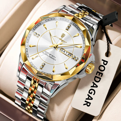 Men’s Stainless Steel Quartz Watch – Luminous, 3Bar