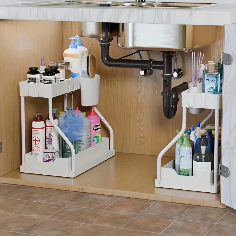 2-Tier Under Sink Organizer With Pull-Out Drawers
