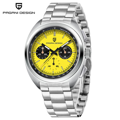 Men's Retro Panda Dial Chronograph Watch Quartz Steel