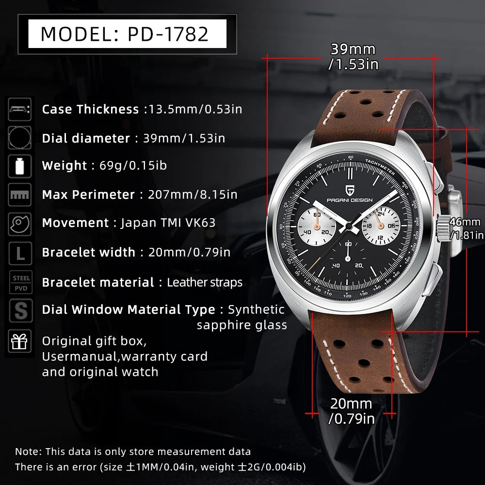 Men's Retro Panda Dial Chronograph Watch Quartz Steel