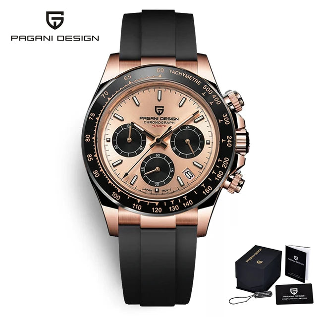 Men’s Sapphire Chronograph Watch With Rubber Strap