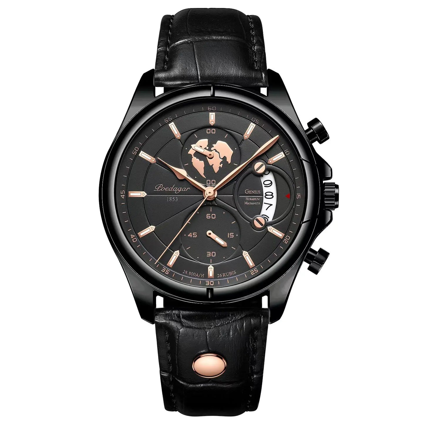 Men's Chronograph Leather Watch With Date Display