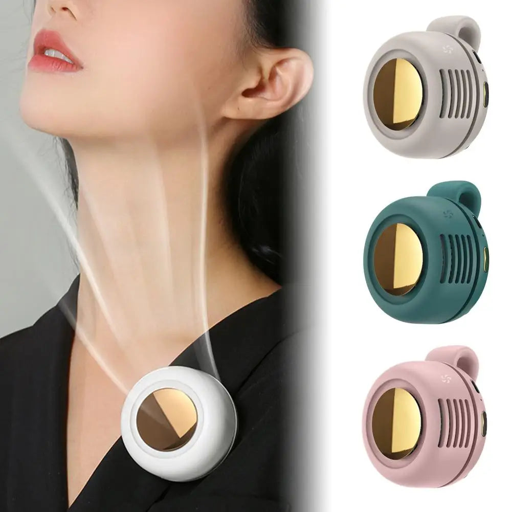 Portable Bladeless Mini Fan – Rechargeable Waist & Desk Use