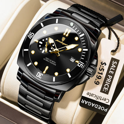 Men’s Stainless Steel Sports Watch – Luminous, 3Bar Water Resistant