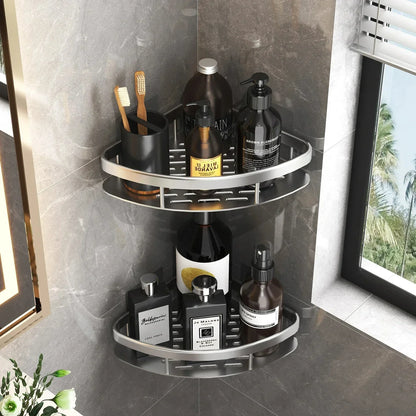 Aluminum Bathroom Shower Shelf No-Drill Shampoo Rack