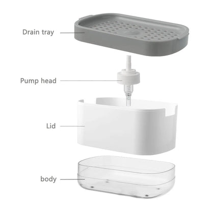 Press-Down Soap Dispenser With Sponge Holder 300 ml