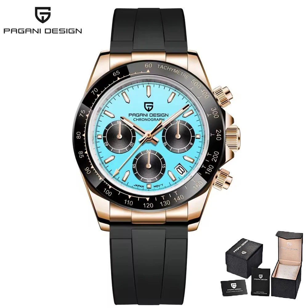 Men’s Sapphire Chronograph Watch With Rubber Strap