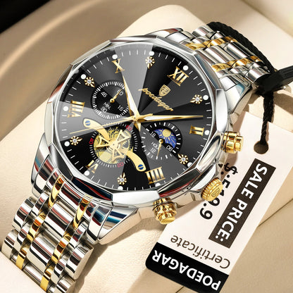 Men's Stainless Steel Chronograph Watch With Luminous Dial